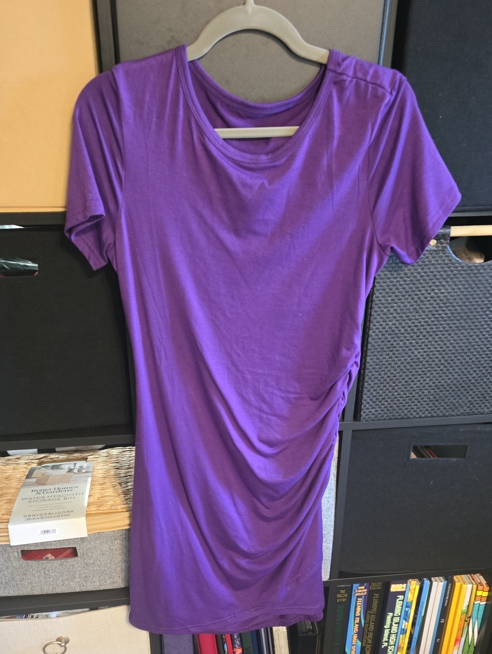 SHEIN Purple Short-Sleeve Ruched Mini Dress